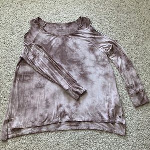 American Eagle Mauve Cold-Shoulder Tie-dye Top